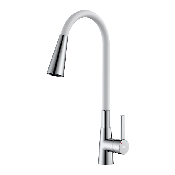 Смеситель Rossinka Z35-39-White для кухни с гибким поворотным изливом