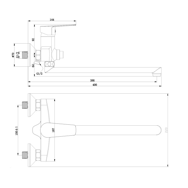 Смеситель Rossinka S35-35 для ванны универсальный