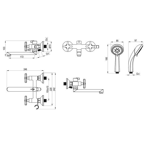 Смеситель Rossinka RS39-85 универсальный