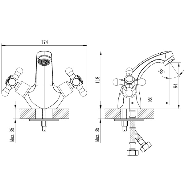Смеситель Rossinka H02-61R для раковины
