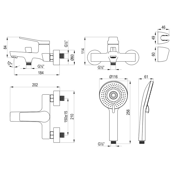 Смеситель Rossinka RS20-31 для ванны с монолитным изливом