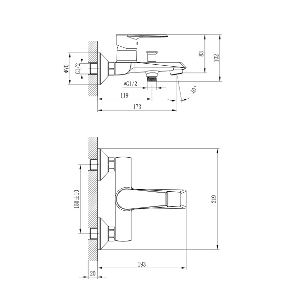 Смеситель Rossinka RS28-31 для ванны Смеситель Rossinka RS28-31 для ванны