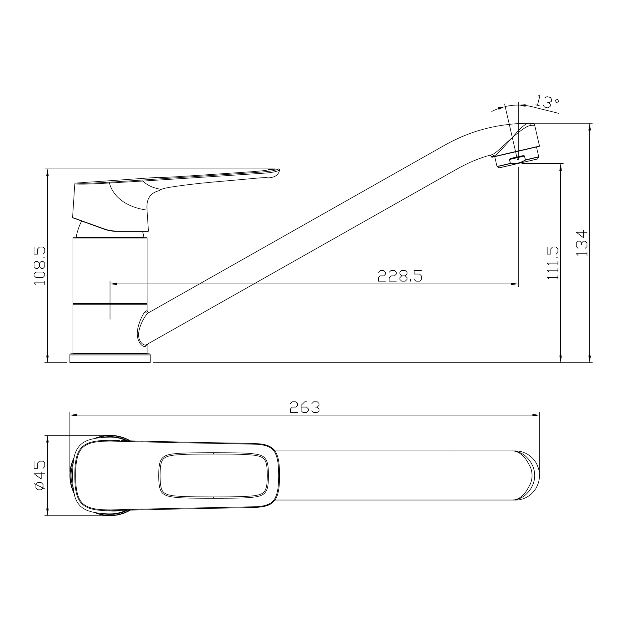 Смеситель Rossinka RS46-21 для кухни с поворотным изливом