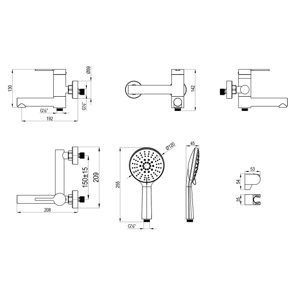 Смеситель Rossinka RSF-1722S-BL для ванны с поворотным изливом