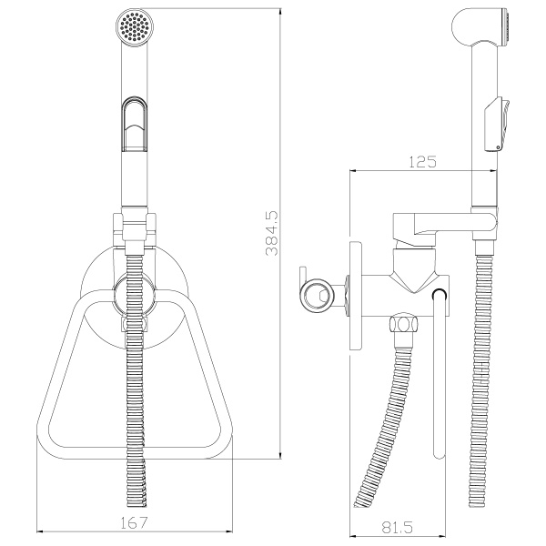 Смеситель Rossinka X25-55 с гигиеническим душем встраиваемый Смеситель Rossinka X25-55 с гигиеническим душем встраиваемый