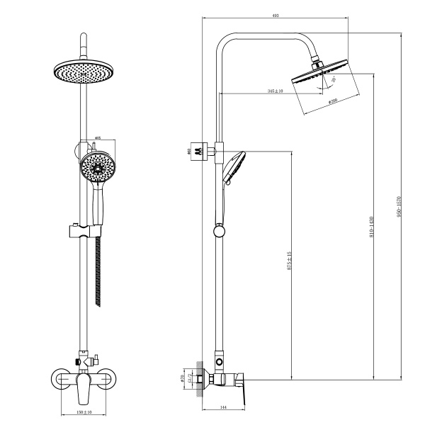 Смеситель Rossinka S35-45 для душа с регулируемой высотой штанги и лейкой "Тропический дождь" Смеситель Rossinka S35-45 для душа с регулируемой высотой штанги и лейкой "Тропический дождь"