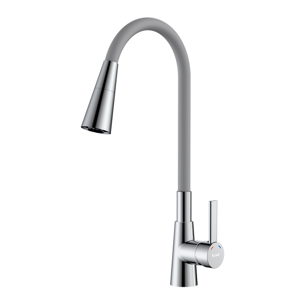 Смеситель Rossinka Z35-39-Gray для кухни с гибким поворотным изливом