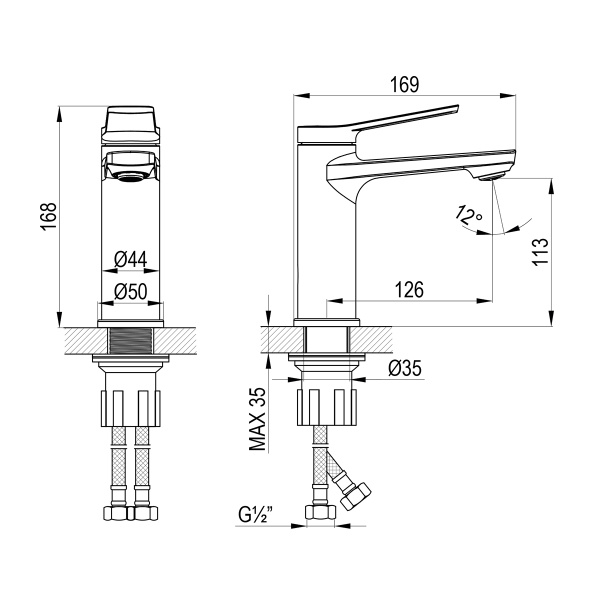 Смеситель Rossinka RS20-11 для раковины монолитный