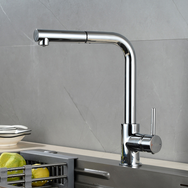 Смеситель Rossinka Z35-37 для кухни с вытяжным изливом и подключением к фильтру питьевой воды