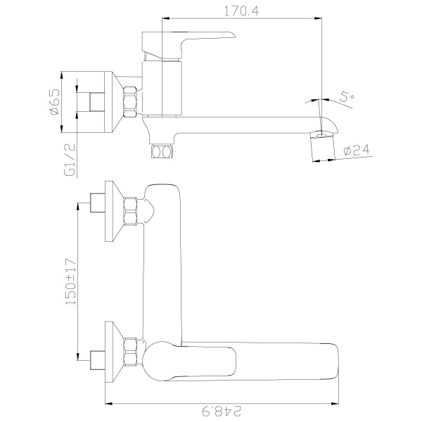 Смеситель Rossinka W35-33 для ванны