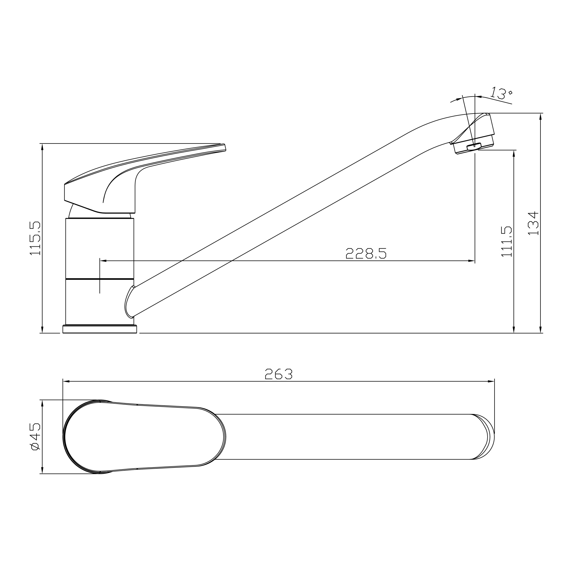Смеситель Rossinka RS45-21 для кухни с поворотным изливом Смеситель Rossinka RS45-21 для кухни с поворотным изливом